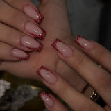 Popxstar  24Pcs French Tip  Press on Nails Short Coffin False Nails Simple Wearable Fake Nails Frosted Full Cover Press on Nail Tips Art