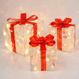 Popxstar Christmas Glowing Gifts Box Decoration Ornament With Bow Lighting Box Outdoor Light Lighting Xmas New Year 2025 Home Yard Decor