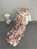 Popxstar pink colour Rose Large Flower Row Artificial Flower Row Runner Wedding Backdrop Decor Floral Wall Party showcase decoration prop