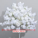 Popxstar White Cherry Blossom Rose Flower Row Runner Wedding Background Arch Deco Floral Arrangement Hanging Flower Row Centerpieces Ball