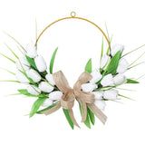 Popxstar  Artificial Tulip Flower Garland for Home Wedding Decor, Spring Easter Wall Door Wreath, UV Resistant Faux Silk Decorations