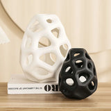 Popxstar  Artistic Sense Modern Light Luxury Ceramic Hollow Vase, Dried Flower Simulation Home Decor