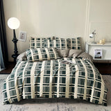 Nordic Style 100% Cotton Duvet Cover Set 1 Duvet Cover 2 Pillowcase Plaid Print Bedding Standard Size Bedroom Decoration