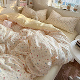 Popxstar  Class A simple high-end three-layer yarn bedding four-piece set, bed sheet quilt cover, dormitory three-piece set