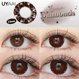 Myopia 15MM Black Diomonds Lenses with Degree 1 Pair Big Eyes Natural Black Lenses Brown Colored Contacts Gray Purple Lens