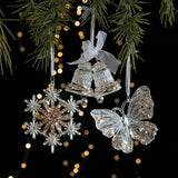 Popxstar Christmas Decorations Sequin Acrylic Pendant Transparent Snowflake Butterfly Elk Xmas Tree Hanging Ornaments Merry Christmas