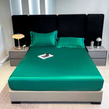 Popxstar Rayon Satin Waterproof Fitted Sheet Silky Solid Color Bed Sheet Elastic Band Sheets Smooth Bedsheet Mattress Cover