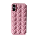 Popxstar  Pink 3D Bubble Pop Heart Cute Girly Phone Case For iPhone 17 Air 16 15 14 Plus 13 12 11 Pro Max Soft Silicone Back Cover Funda