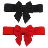 Popxstar  New Fashion Elegant Large Bow Elastic Belts for Women Wide Side Belt Dress Female Jeans Waistband Trouser Accessory