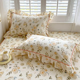 2pcs 48x74CM pastoral style Cotton printed pillowcase Ruffle pillow case garden small floral pillow cover Bedding cushion cases