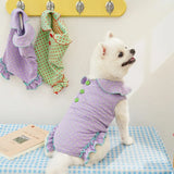 Dog Polka Dot Wrap Belly Clothes Cotton Fabric Summer Soft Cute Pet Pajamas Yorkshire Jumpsuit Four Legged Puppy Clothes