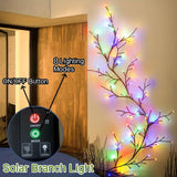 Popxstar  1PC 96LEDs Solar Willow Vine Lights,DIY Outdoor Waterproof String Lights,Wall Lamps For Garden,Porch,Shop,Terrace,Pathway Decor