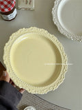 Popxstar French Relief Ceramic Plate Vintage Ceramic Dishes High-end Dining Dishes Dessert Western Cuisine Plate Serving Plates Tableware
