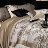 Popxstar  Premium 1000TC Egyptian Cotton Yarn-dyed Jacquard Luxury Bedding Set Duvet Cover Flat/Fitted Bed Sheet Pillowcases 4Pcs