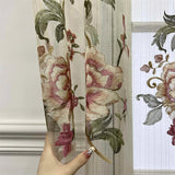 Popxstar Royal Luxury Peony Flower Embroidered Curtains For Living Room Bedroom Window Sheer Tulle Velvet Romantic Valance Voile Curtains