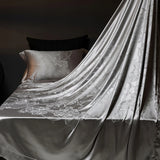 Popxstar  4Pcs Champagne Silk Damask Jacquard Egyptian Cotton Patchwork Luxury Bedding Set Duvet Cover Flat/Fitted Bed Sheet Pillowcases