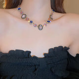 Popxstar Vintage Baroque Rhinestone Necklace Earrings For Women Colorful Crystal Earrings Jewelry Sets Weddings Banquet Accessory