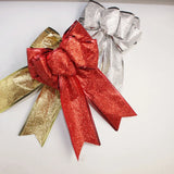 Popxstar 3 Color 25cm Red Silver Gold Sparkling Glitter Christmas Ribbon Bow Christmas Tree Decoration Handmade Christmas Ornament