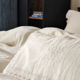 Popxstar  4/5Pcs French Vintage Bedding Sets 85% Cotton and 15% Linen Stitch Embroidery Double Bed Sheet Coverlet Quilt Cover Pillowcases