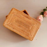 Popxstar burr basket idea Rectangular Rattan Storage Baskets Handmade Woven Nesting Wicker Baskets for Decor Fruit Tray and Snack Storage Box