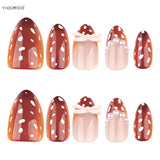 Popxstar  Red/Pink Almond Fake Nails 24Pcs Full Cover Acrylic Press On Nails with Polka Dot Designers Cool Girls Charm Manicure Nails Art