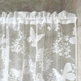 Popxstar 1pc Butterfly Lace Curtains for Kitchen Cafe Curtain Valance Door Panel Rustic Sheer Voile Window Treatment Valance