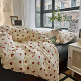 Popxstar Korean Style Bedding Set Boys Girls Twin Queen Size Duvet Cover Flat Sheet Pillowcase Bed Linen Kids Adult Fashion Home Textile