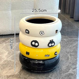 Popxstar  12L Doughnut Shape Wastebasket with Lid Wheel Recycle Bin Bedroom Living Room Kitchen Garbage Cube Cream Wind Cute Trash Can
