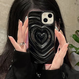 Popxstar  Love Heart Matte silver Silicone Shockproof Protection Back Cover For iPhone 15 Pro Max 13 Pro 12 11 14 Fashion Girls Phone Case