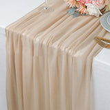 Popxstar Beige Table Runner Chiffon Table Setting Semi-Sheer Dining Vintage Wedding Party Christmas Banquets Arches Cake Decor