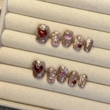 10pcs Sweet Cool Press on Nails Blue Cat Eye False Nails 3D Silver Star Fake Nails Glitter Rhinestone Nail Art Short Coffin Nail