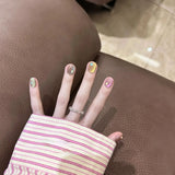 Popxstar  10pcs Gradient Colorful Handmade False Nails Art with Glitter Star Design Fake Nail Tips Short Ballet Press on Nails Finished