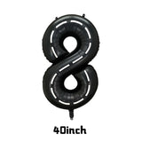 Popxstar  40inch Race Car Birthday Balloons Large Black Number 1 2 3 4 5 6 7 8 9 Foil Balloon for Kids Birthday Race Car Party Decor Suppl