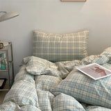 Plaid Bedding Set 100% Cotton Duvet Cover Set Home Textiles Nordic Bed Sheet Queen King Quilt Cover Pillowcase Bed Linen