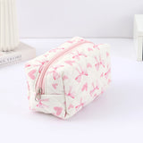 Popxstar 1 pc exquisite bowknot single-layer pencil case, floral pattern design storage bag, a must-have for back to school season