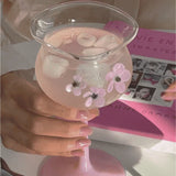 Popxstar  Flower Mug Cocktail Glass Milk Coffee Cup Crystal Cocktail Champagne Coupes Wine Glass Home Party Juice Drinking Glasses