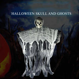 Popxstar 1Set Halloween Decorative Hanging Ghost Skull Skeleton Gauze Haunted Home Party Horror Props Hanger House Yard Party Hanging