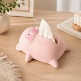 Cute Lying Pig Ceramic Tissue Box Reusable Decorative Ceramic Pig Tissue Box Ornament Household Paper Storage Box