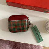 Popxstar  Retro Style Grid Pattern Gloss Soft Cover Case for AirPods 4/3/2/1 Pro 2 Wireless Bluetooth Earphone Shell Good Lucky Pendant