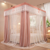 4 Doors Double Layer Shading Quadrate Mosquito Net Four Season Bed Curtain Canopy Tents with Frame Home Decor