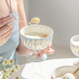 Pearl High Footed Yogurt Bowl Home High Beauty Dessert Ice Cream Cup Fruit Salad Bowl