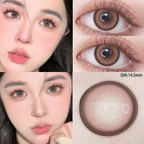 Popxstar 2PCS New Colored Contact Lenses Myopia Power Pink Lens -0.00 to -8.00 Amber Makeup for Eyes with Blue Lens