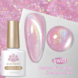 Popxstar 10ml Rainbow Purple Water Light Cat Magnetic Gel Nail Polish Shining Sliver-light Holographics Semi Permanent UV Gel