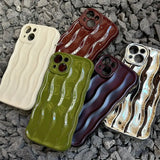3D Water Ripple Pattern Phone Case For IPhone 17 16 15 14 13 12 Pro Max Soft Shockproof Back Cute Lens Protection Cover Funda
