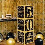 Popxstar  Gold Black Birthday Number Paper Boxes 18 30 40 50 60 70 75 80 Year Old Birthday Party Decoration Adult Birthday Party Supplies