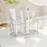 Popxstar  Minimalist Stainless Steel Toothbrush Holder Toothbrush Toothpaste Mouthwash Cup Home Tabletop Storage Rack Bathroom Accessories