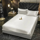 Popxstar High-end Blending Natural Mulberry Silk Bedding Set Luxury Satin Silky Queen Size Duvet Cover Set with Sheets King Size Bed Set