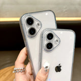 Popxstar  Fashion Tempered Glass Transparent Back Cover for iPhone 16 15 14 13 12 11 Pro Max 14/15/16 Plus Sparkling Powder Soft Edge Case