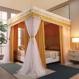 Four Season Quadrate Palace Mosquito Net with Frame Romantic Shading Bed Curtain Canopy Nets Three-door Bedcover Curtain