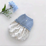 Soft Ribbed Knit Dog Dress with Floral Skirt Ruffle Trim Pet Clothes for Small Dogs Cats New Puppy Outfit